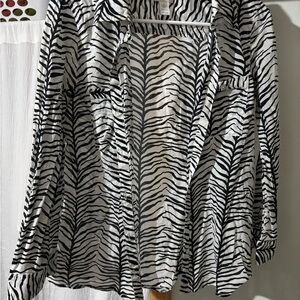 Chico's Black and White Zebra Button Down Shirt